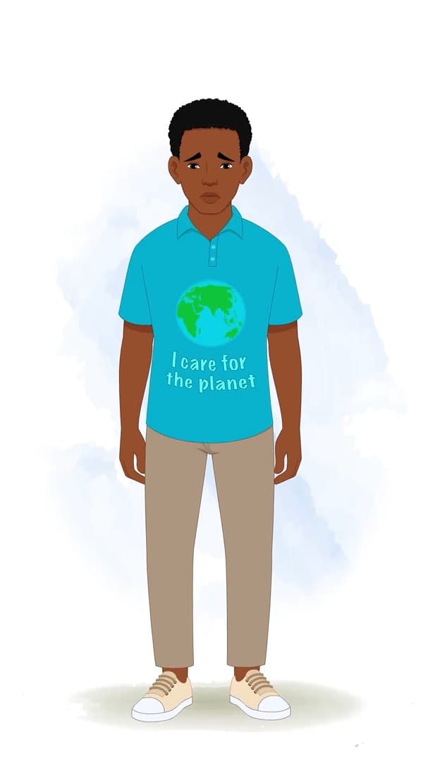 A young African man sad animated vector cartoon character AKA Drake
