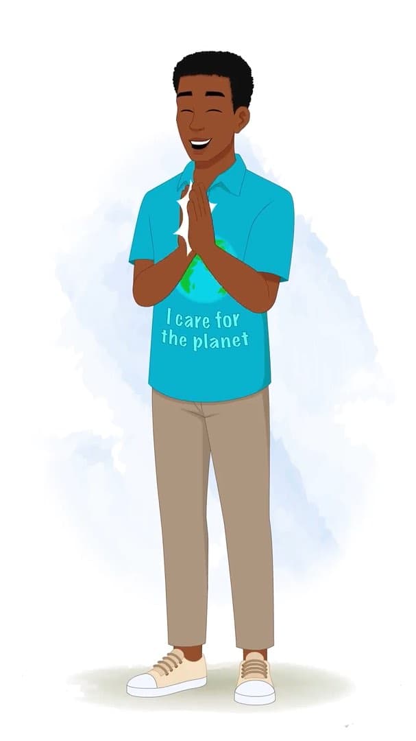 A young African man clapping animated vector cartoon character AKA Drake