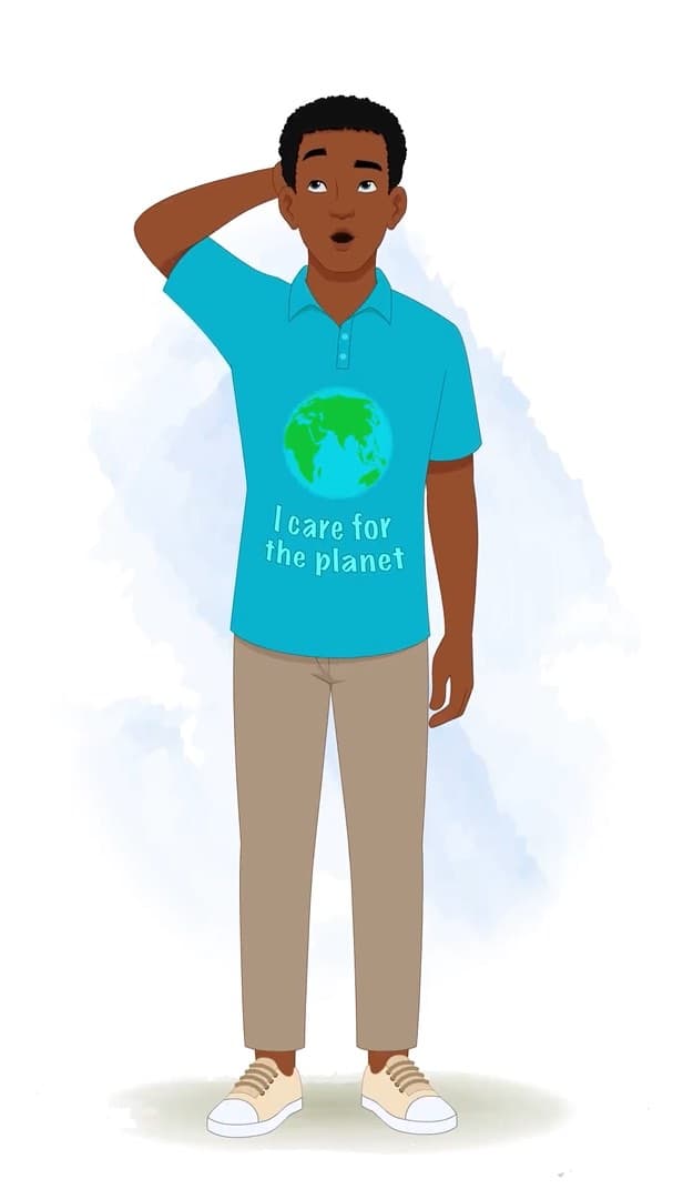 A young African confused man animated character cartoon vector AKA Drake