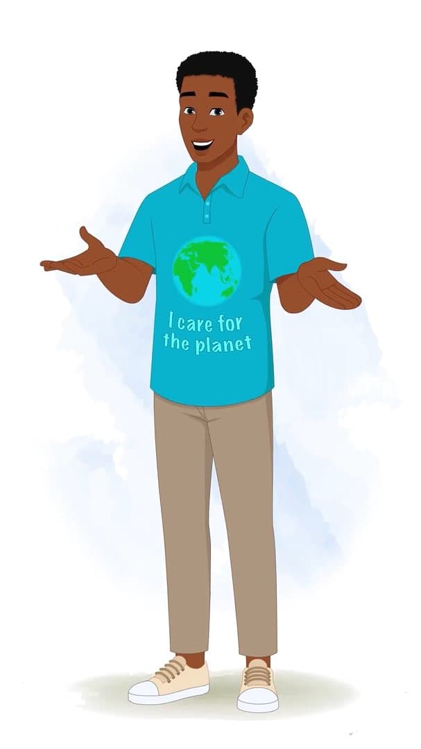 A young African man talking animated vector cartoon character AKA Drake