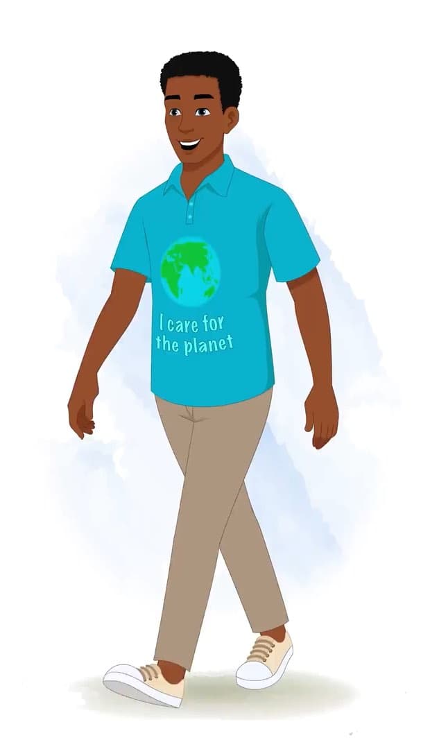 A young African man walking animated vector cartoon character AKA Drake