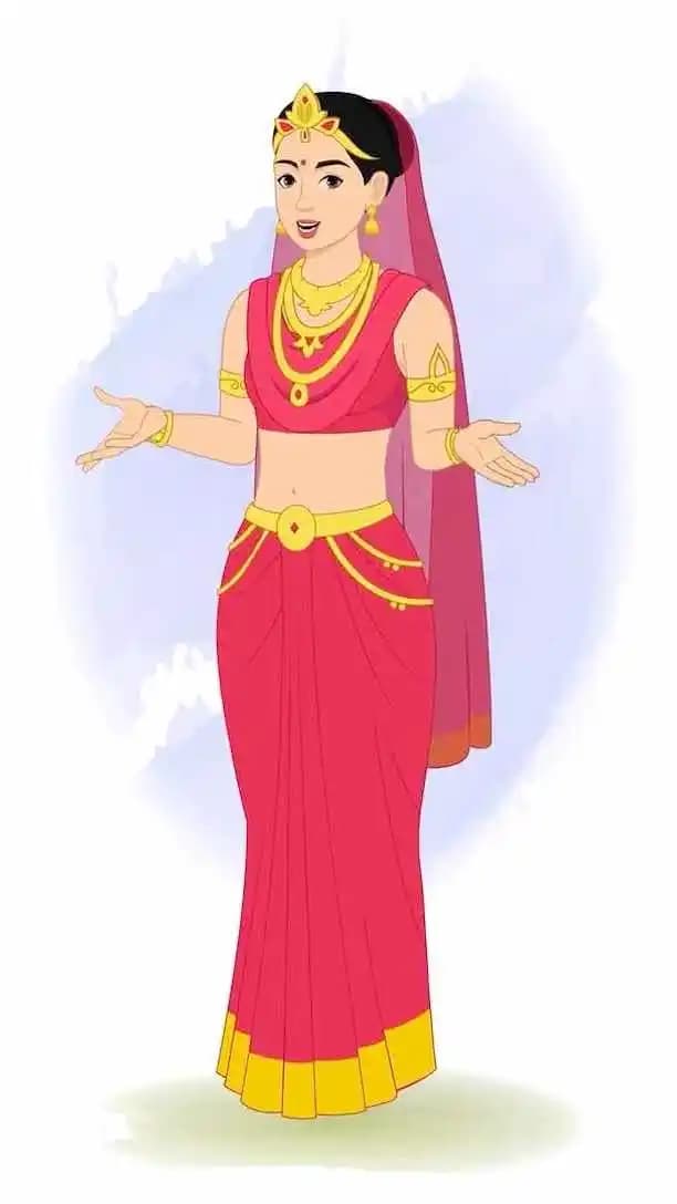 An Indian rani talking animated vector cartoon character AKA Rani Durgavati