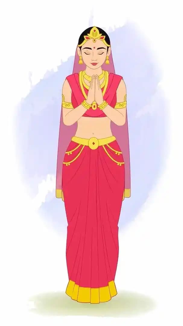 An Indian rani greeting animated vector cartoon character AKA Rani Durgavati