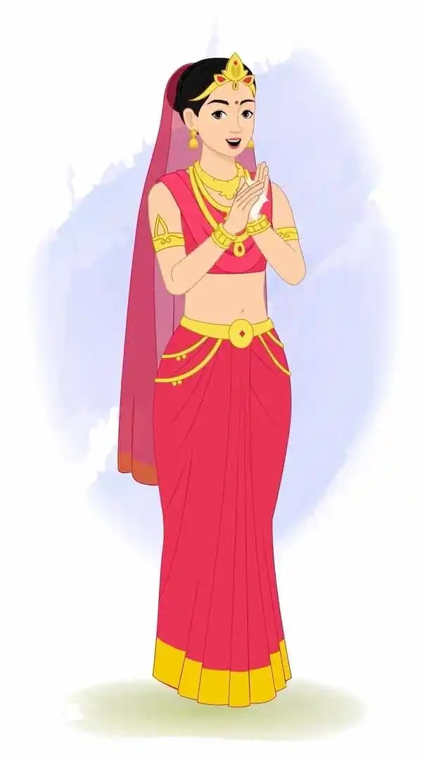 An Indian rani clapping animated vector cartoon character AKA Rani Durgavati