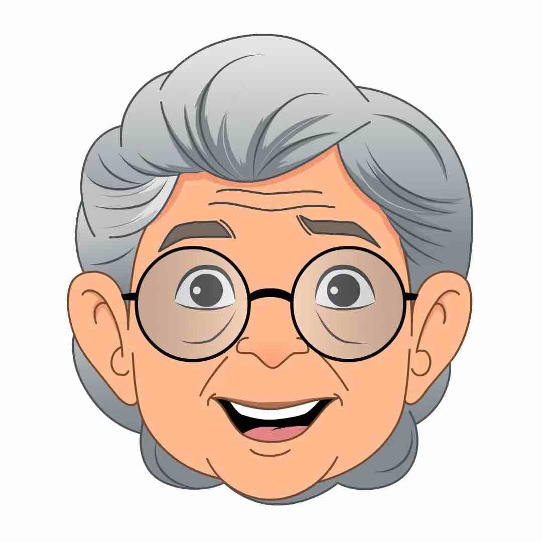 An old woman face expression animated vector cartoon character AKA Sandra