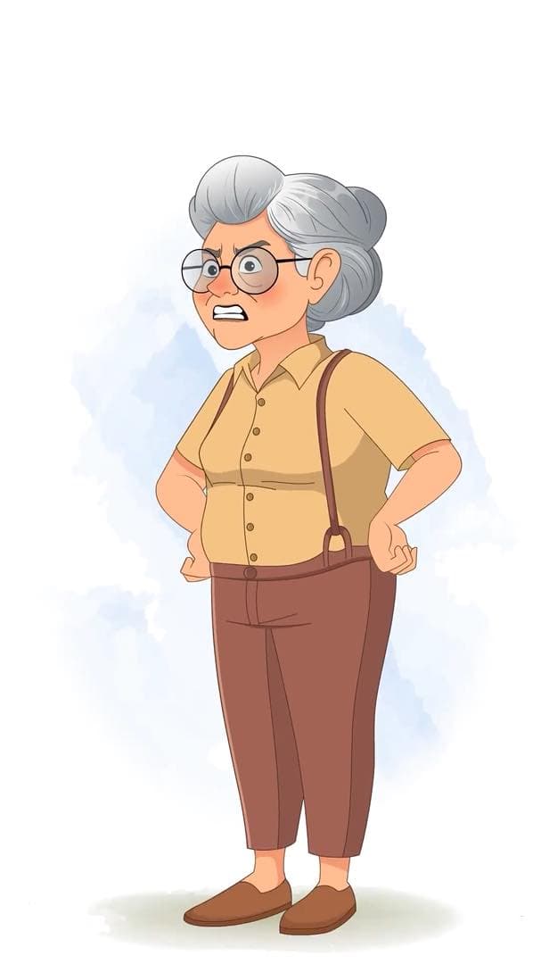 An old angry woman animated vector cartoon character AKA Sandra