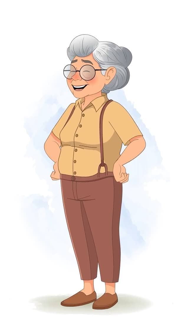 An old woman laughing animated vector cartoon character AKA Sandra