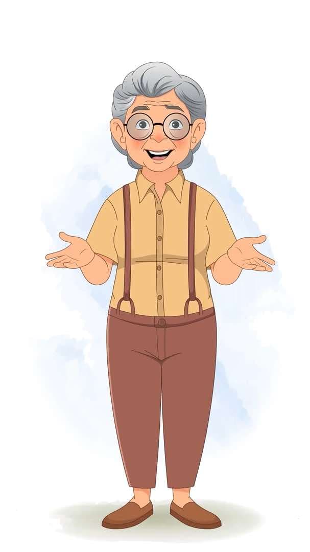 An old woman talking animated character cartoon vector AKA Sandra