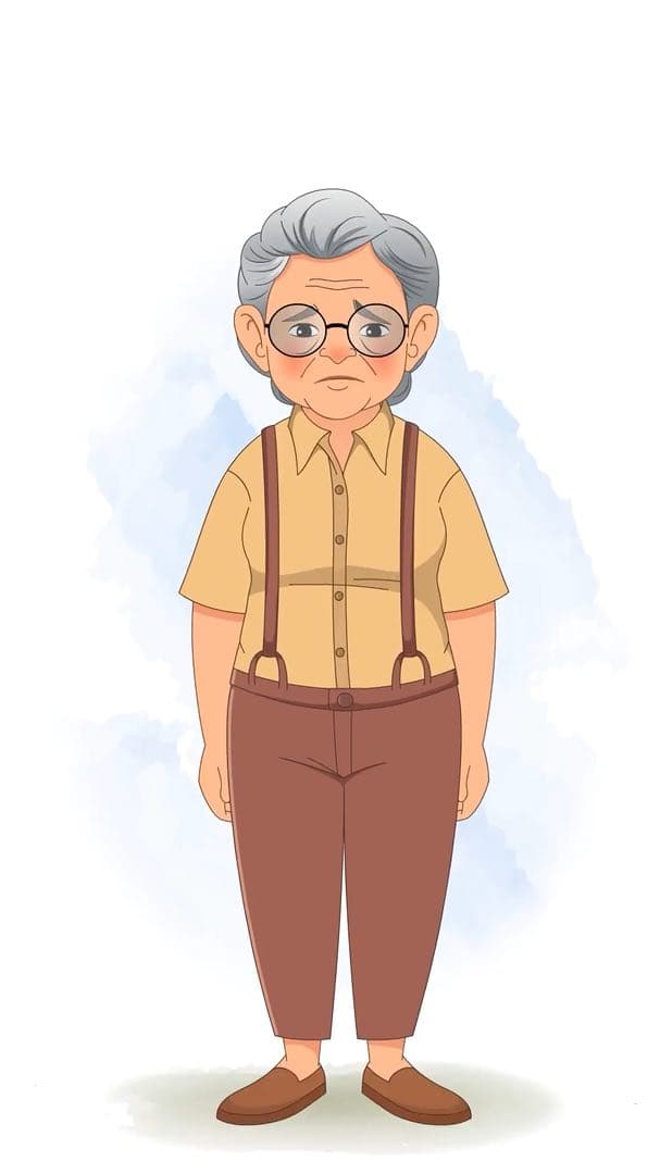 An old sad woman animated vector cartoon character AKA Sandra