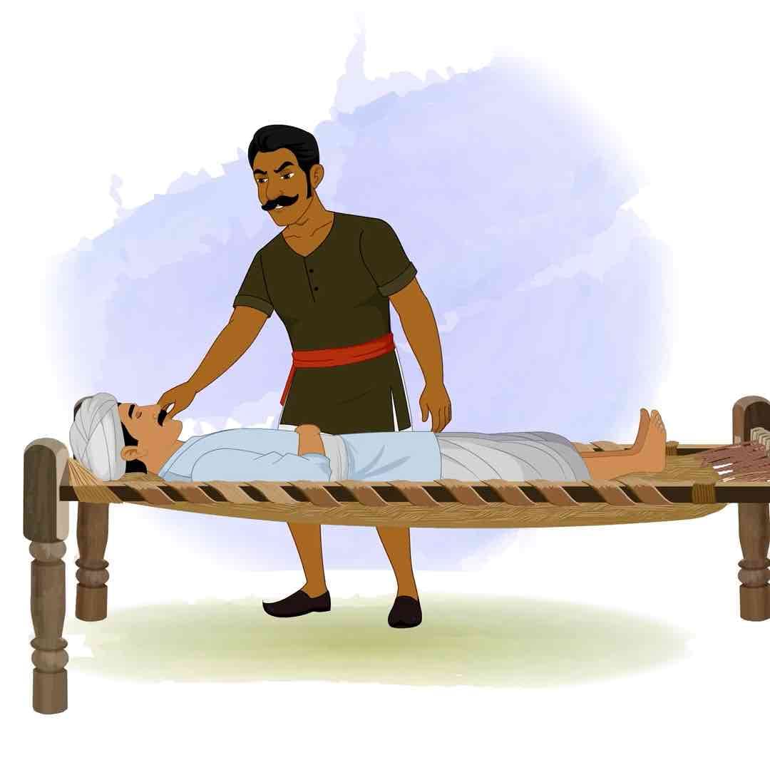 An Indian village man tearing moustache animated vector cartoon character AKA jaggu chor