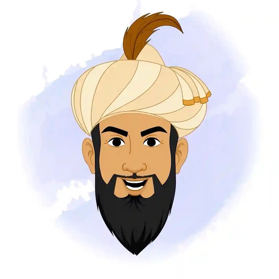 Vector sheet of Emperor Humayun’s headshots displaying ten distinct facial expressions—neutral, talking, thinking, annoyed, angry, sad, laughing, surprised, confused, frightened—each in a front-facing view with corresponding lip-sync mouth shapes AKA Humayun