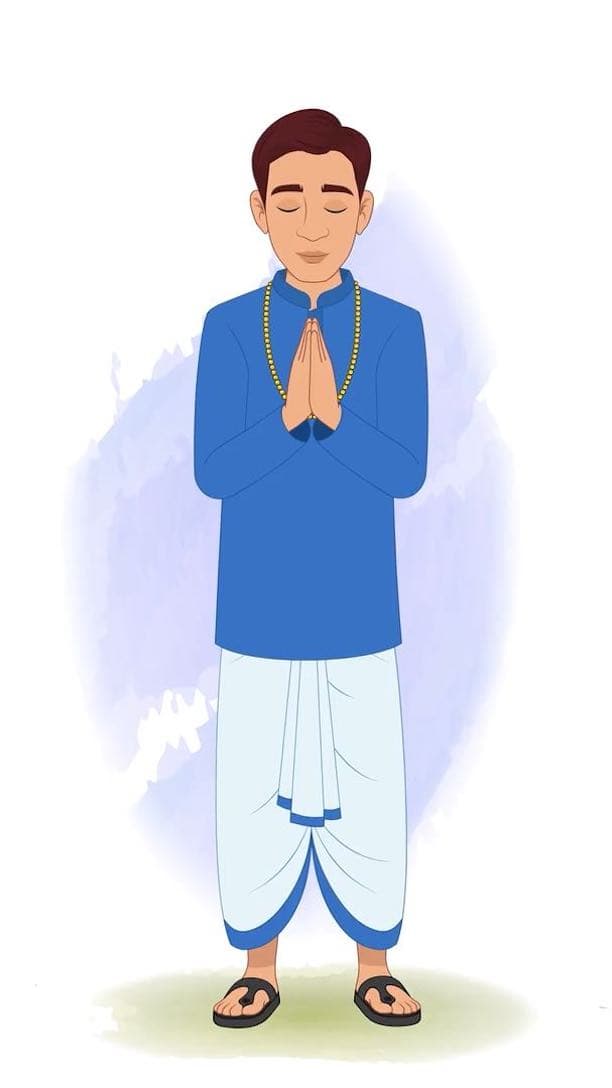 An Indian village zamindar greeting animated vector cartoon character AKA Harsh