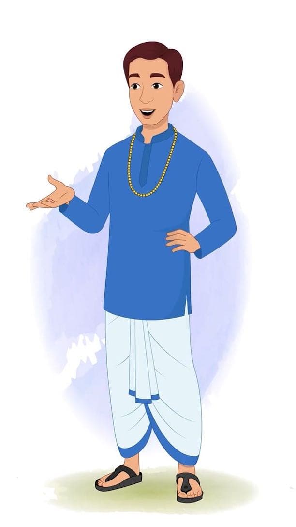 An Indian village zamindar talking animated character cartoon vector AKA Harsh