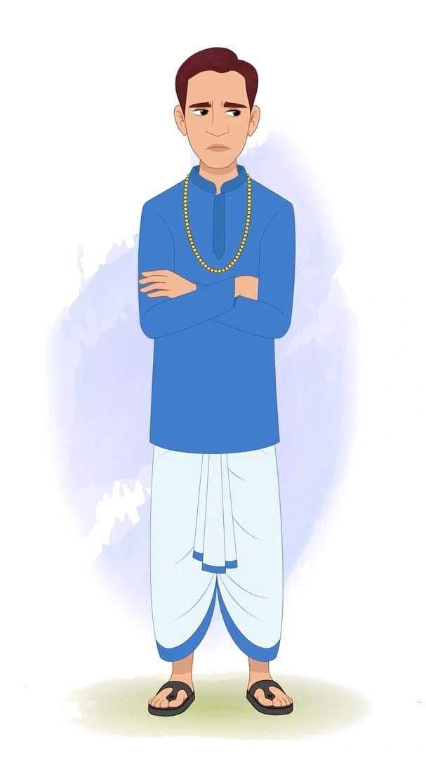 An annoyed Indian village zamindar animated vector cartoon character AKA Harsh
