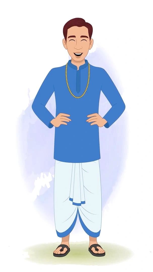 An Indian village zamindar laughing animated vector cartoon character AKA Harsh