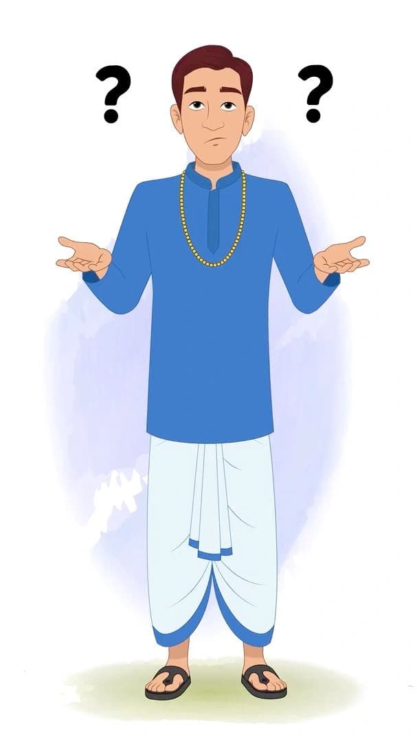 A confused Indian village zamindar animated vector cartoon character AKA Harsh