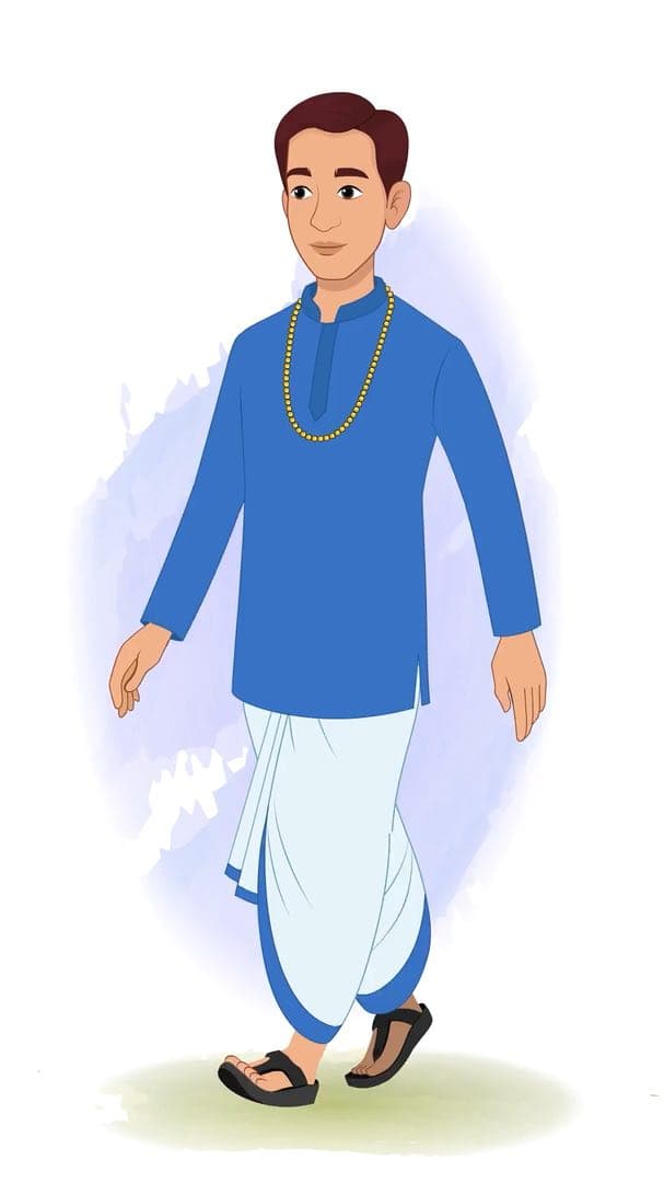 An Indian village zamindar walking animated vector cartoon character AKA Harsh