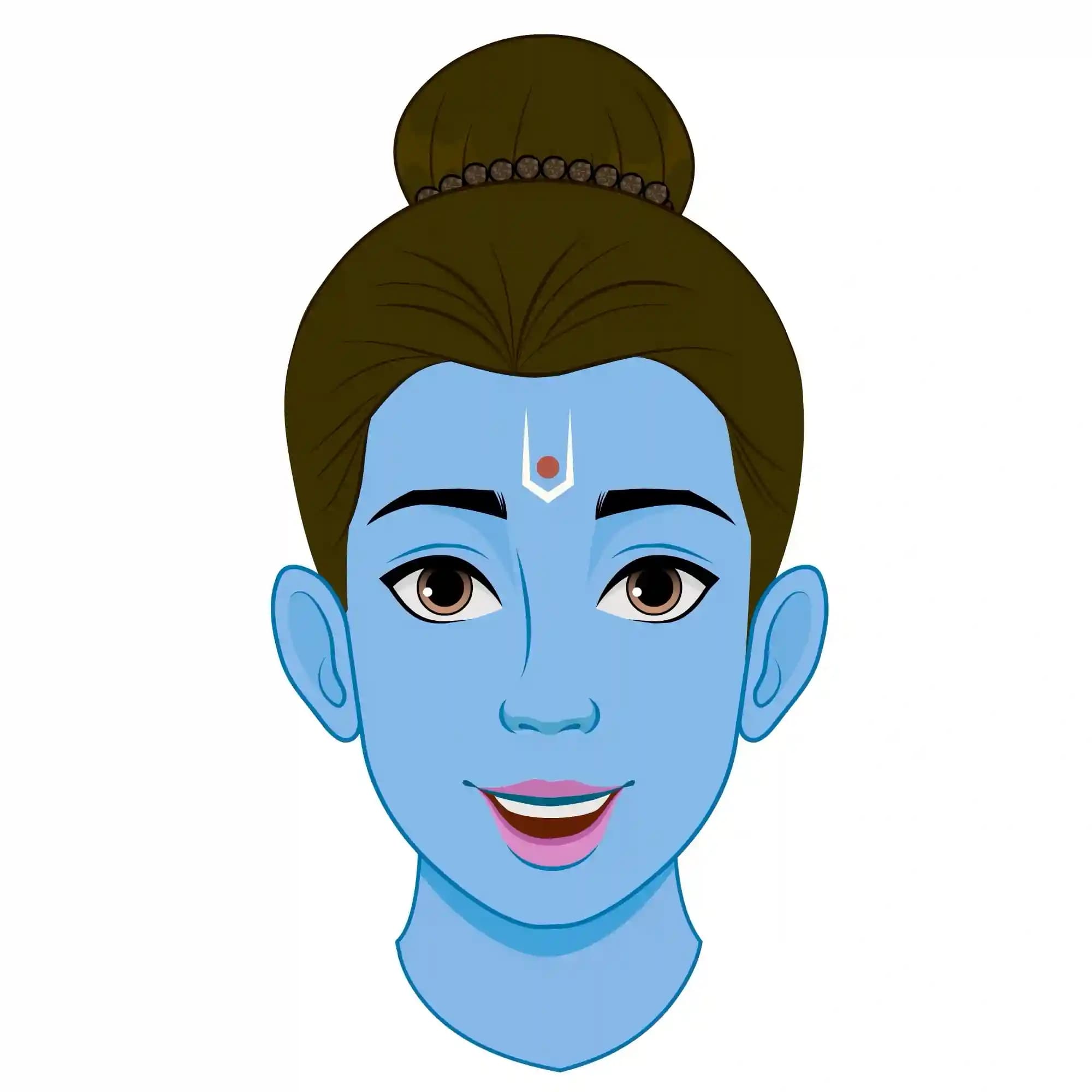 Sprite sheet of Lord Rama showing 15 facial expressions—neutral,gentle smile,joyful laugh,confident,determined,righteous anger,sad,thinking,meditative eyes-closed,prayerful,surprised,shocked,confused,concerned,triumphant—optimized for 2D animation and lip-sync AKA Lord Rama