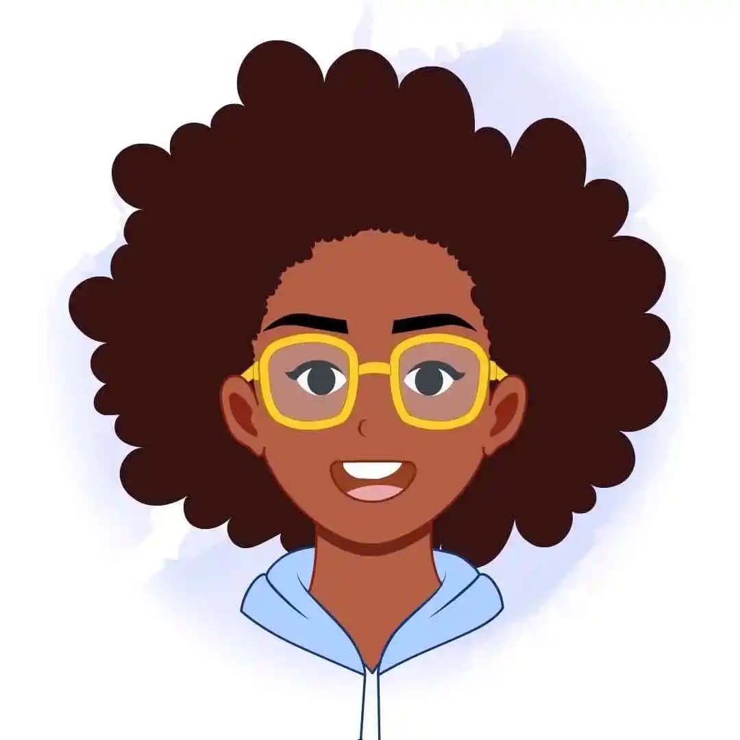 2D African woman cartoon character with different face expressions animated vector illustration