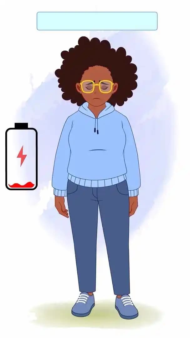 2D African woman cartoon character in sad pose animated vector illustration