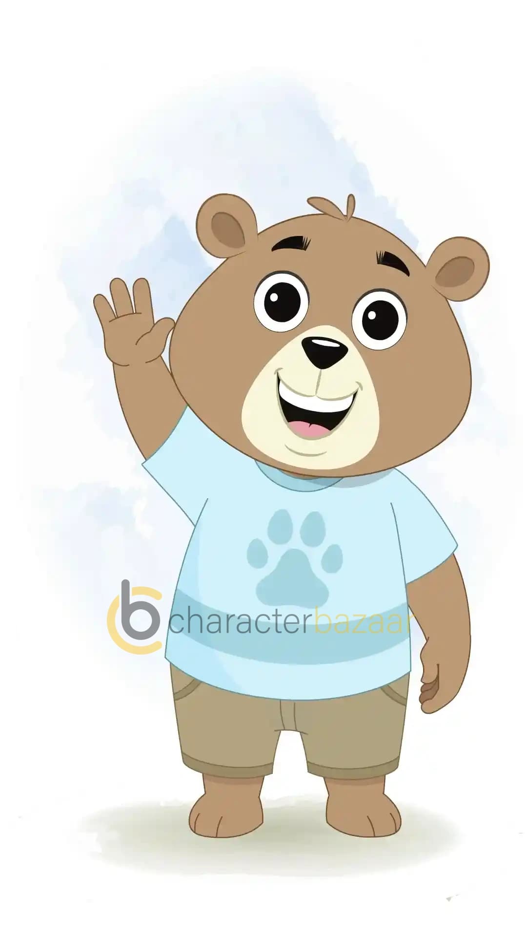 Cute Bear Waving Hand Animated Vector Cartoon Character AKA Bittu The bear