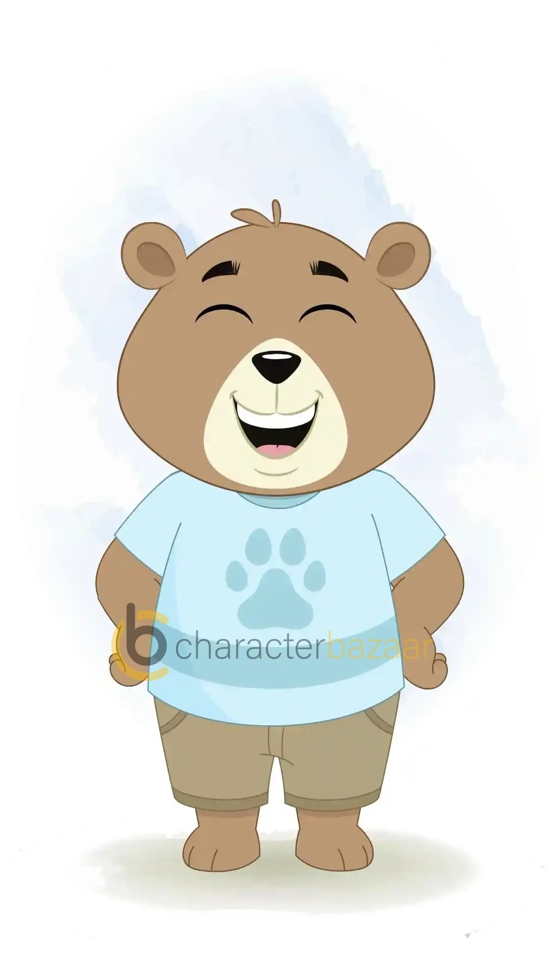 A Cute Bear Laughing Front Animated Vector Cartoon Character AKA Bittu the Bear