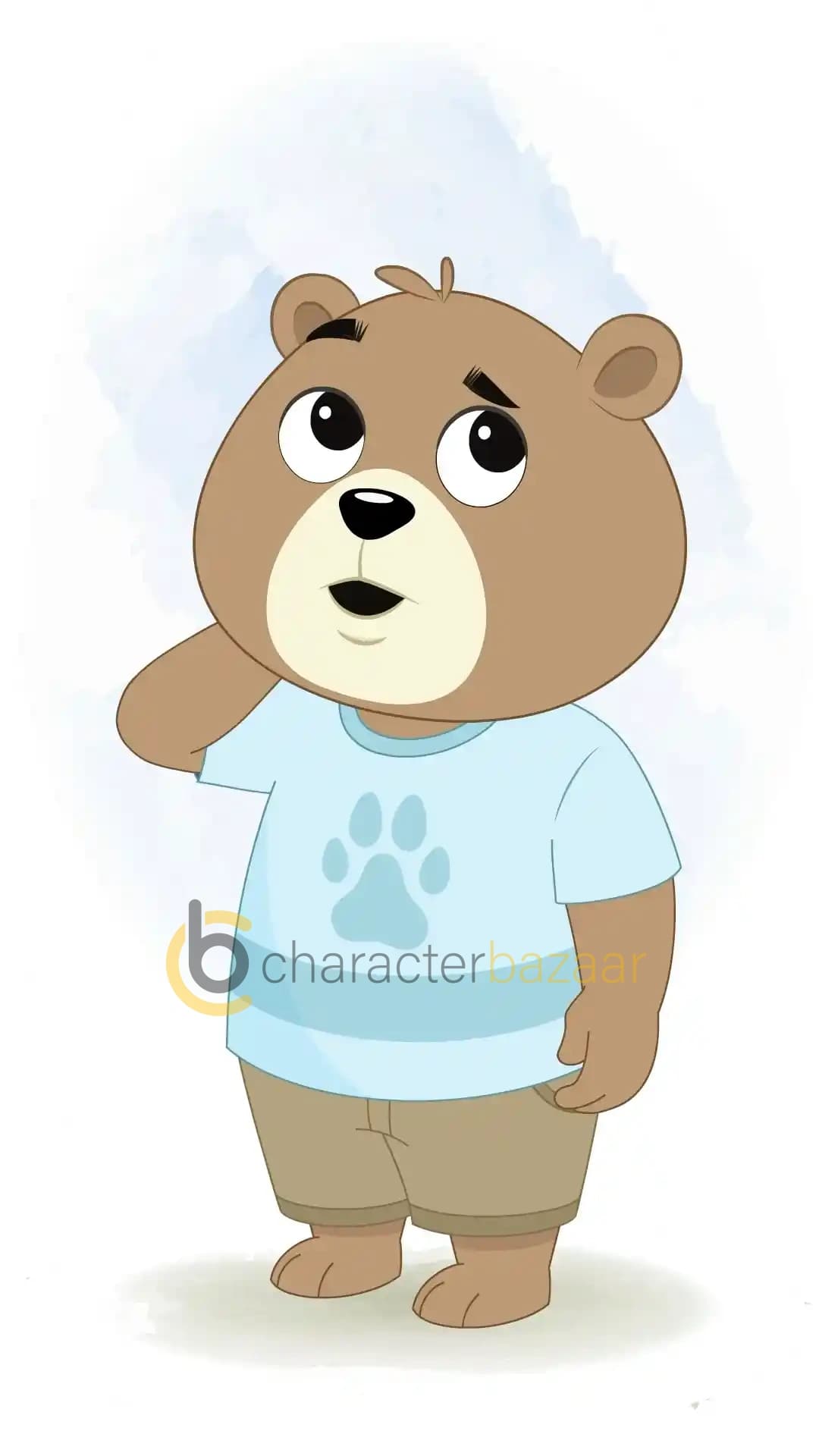 A Cute Bear Confused One Third Animated Vector Cartoon Character AKA Bittu the Bear
