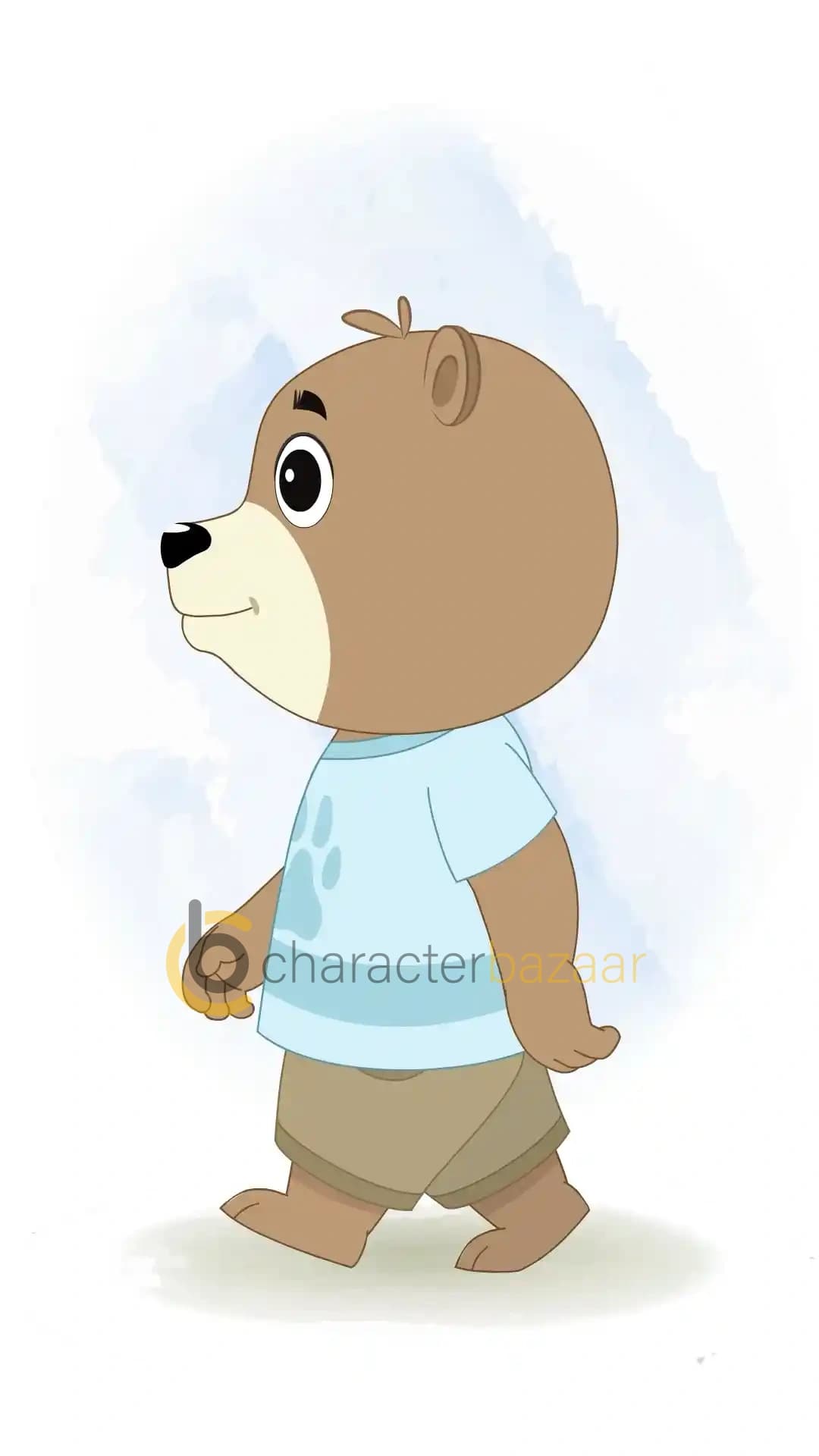A Cute Bear Side Walk Animated Vector Cartoon Character AKA Bittu the bear