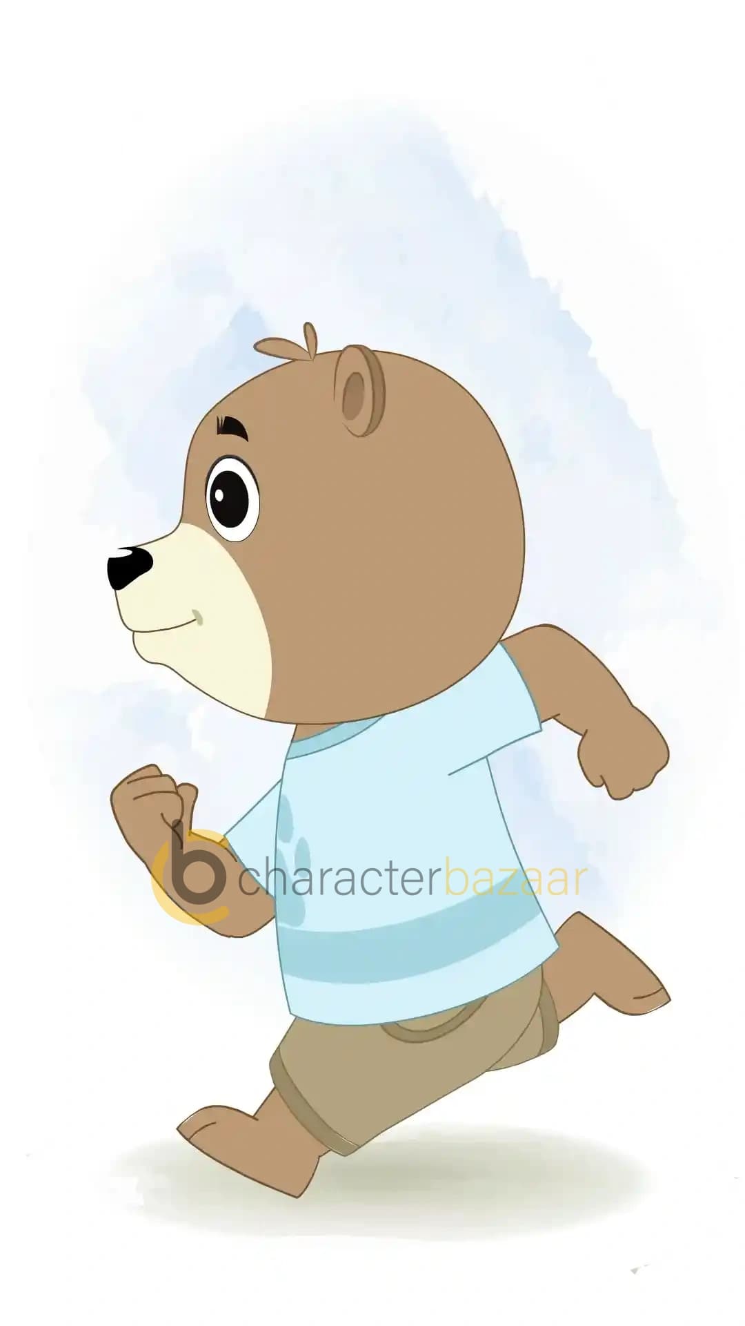 A Cute Bear Side Run Animated Vector Cartoon Character AKA Bittu the Bear