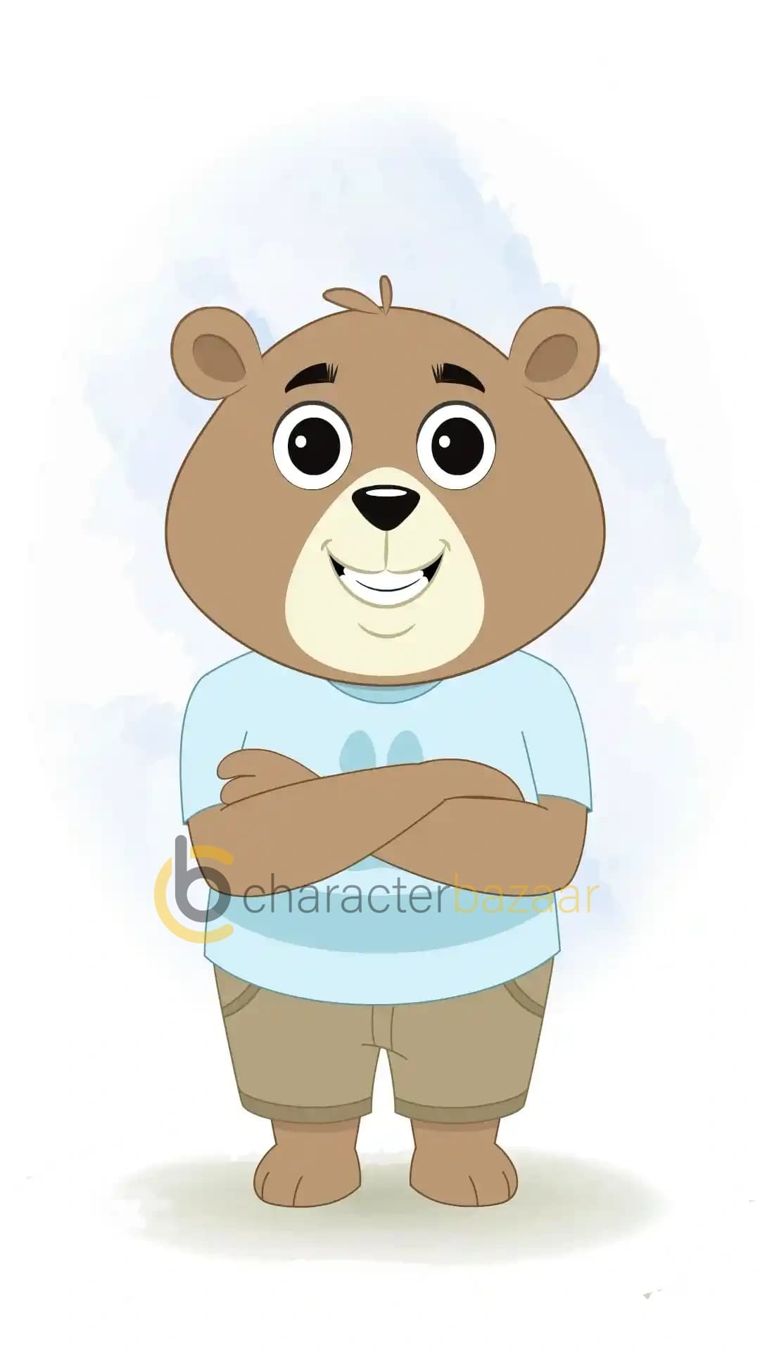 A Cute Bear Crossed Arms Animated Vector Cartoon Character AKA Bittu the Bear
