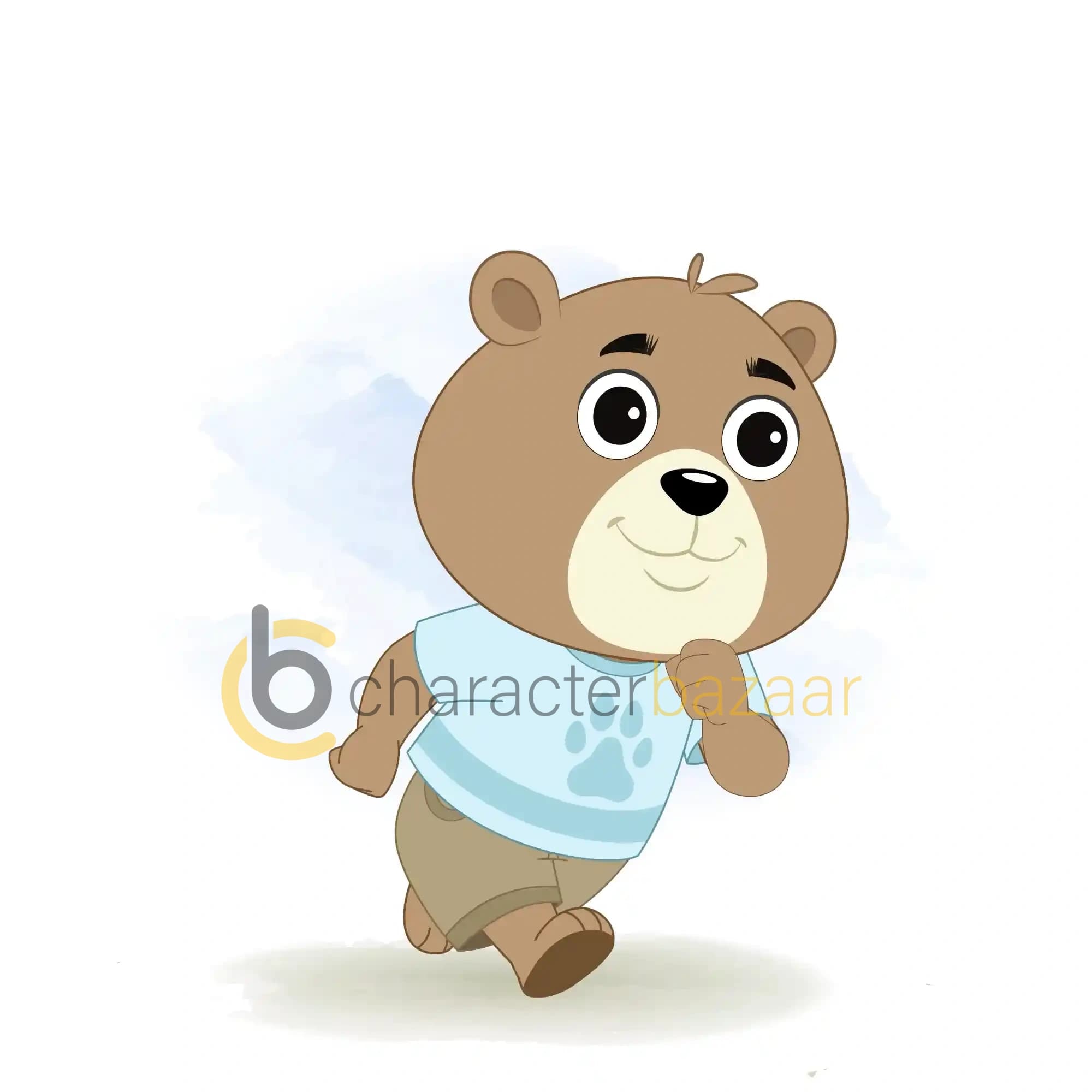A Cute Bear One Third Running Animated Vector Cartoon Character AKA Bittu the Bear