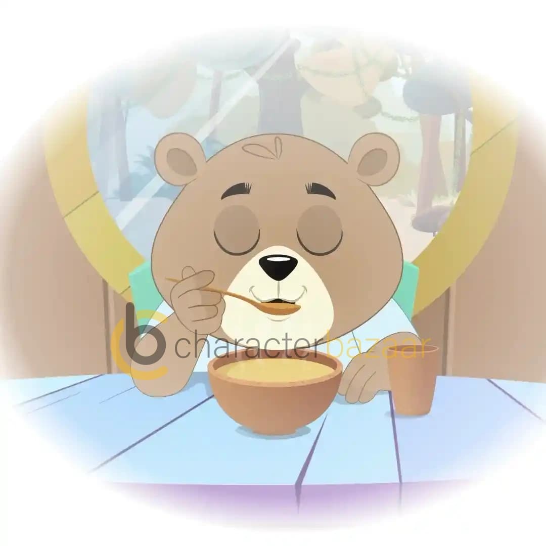 A Cute Bear drinking Soup Animated Vector Cartoon Character AKA Bittu the bear