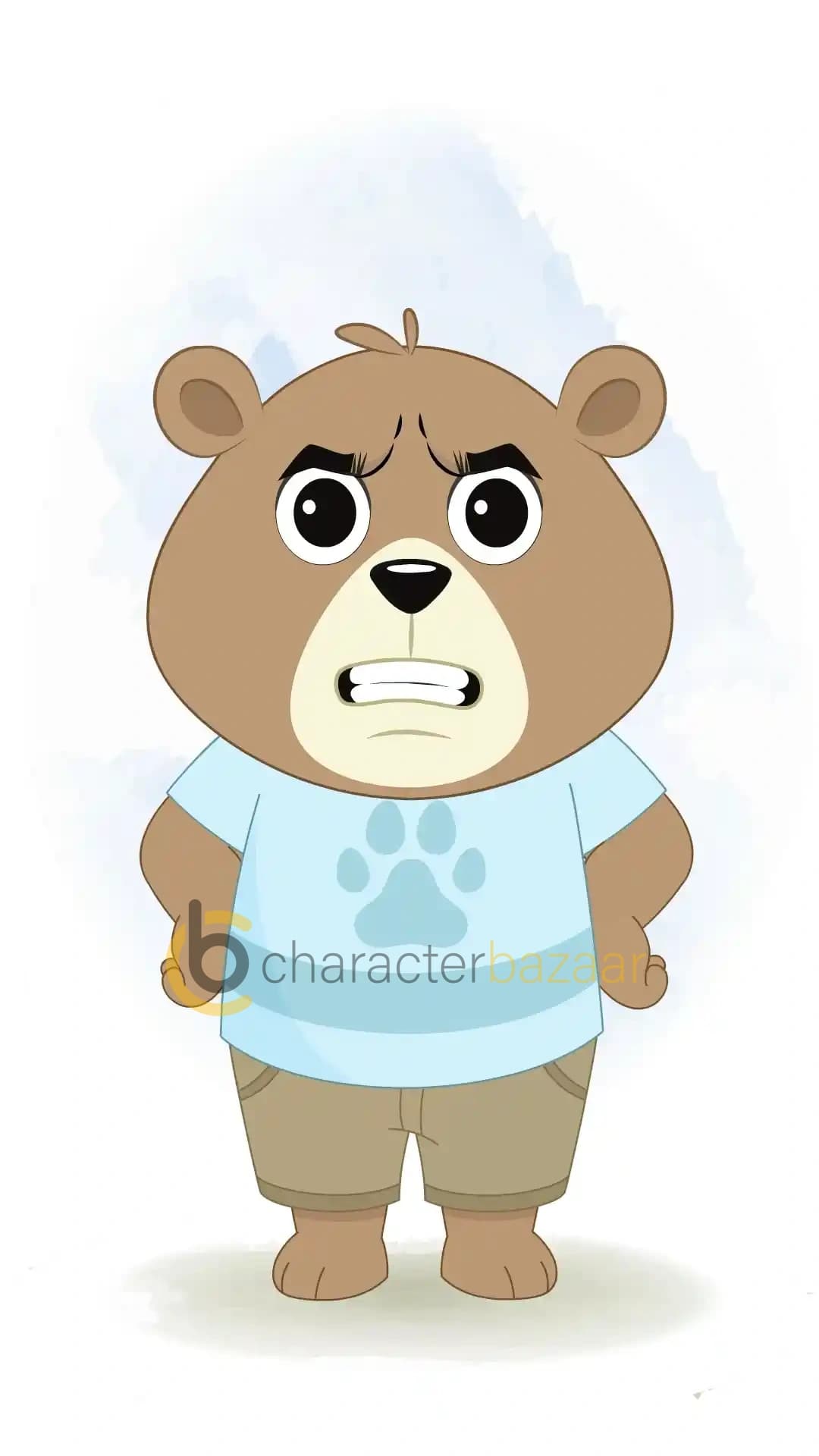 A Cute Bear Angry Front Animated Vector Cartoon Character AKA Bittu the Bear