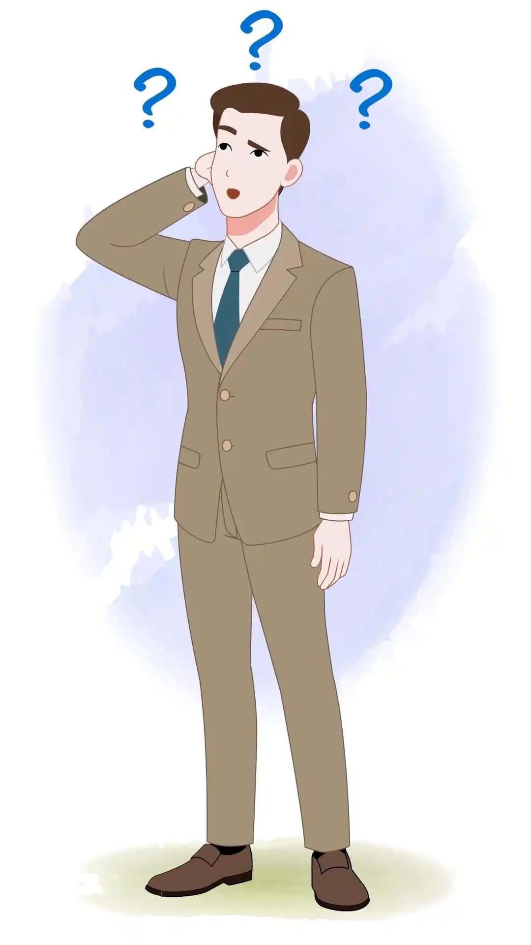 Businessman confused with question marks Animated Vector Cartoon Character AKA joerge