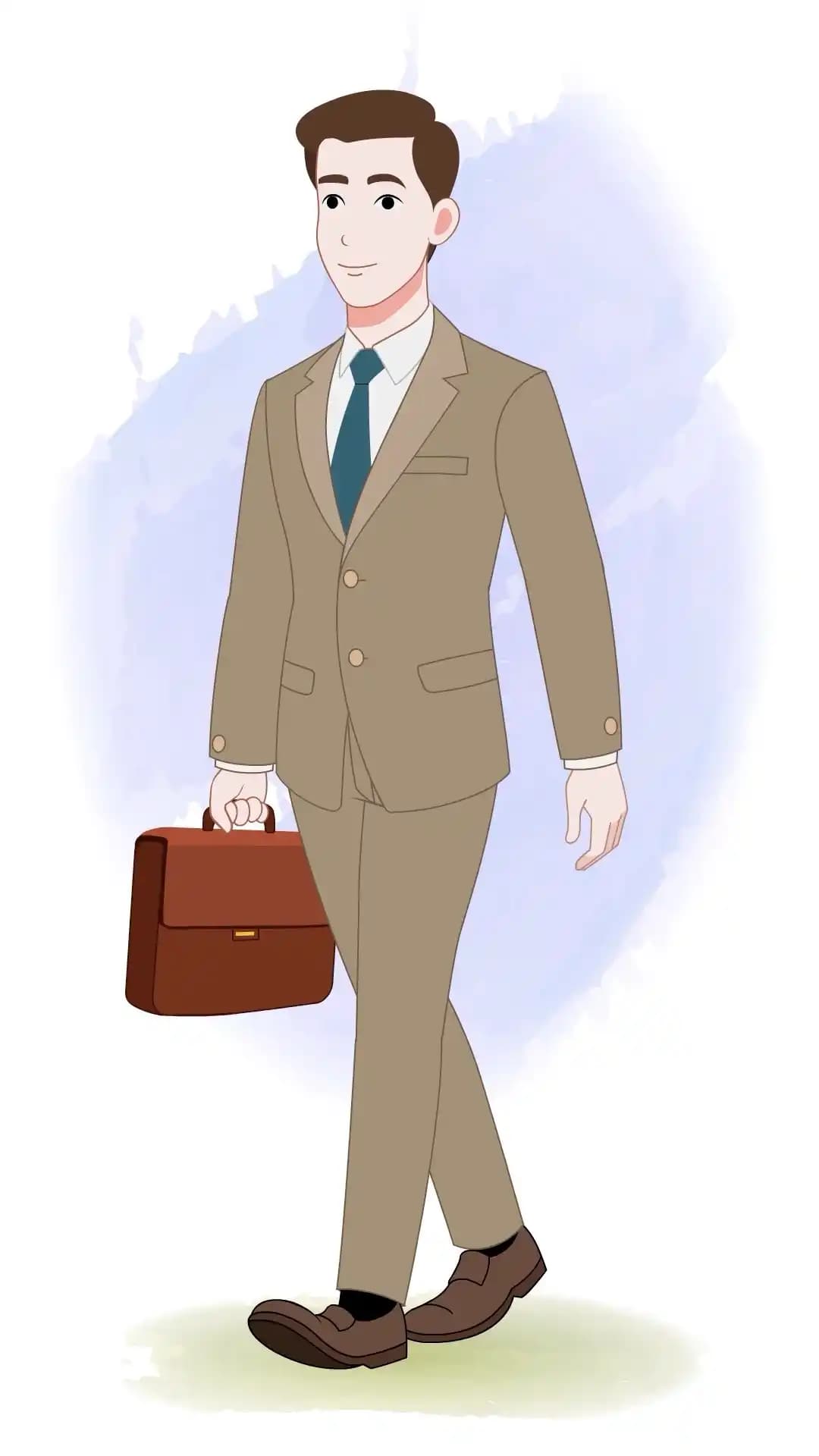 Businessman Walking with Briefcase Animated Vector Cartoon Character AKA Goerge