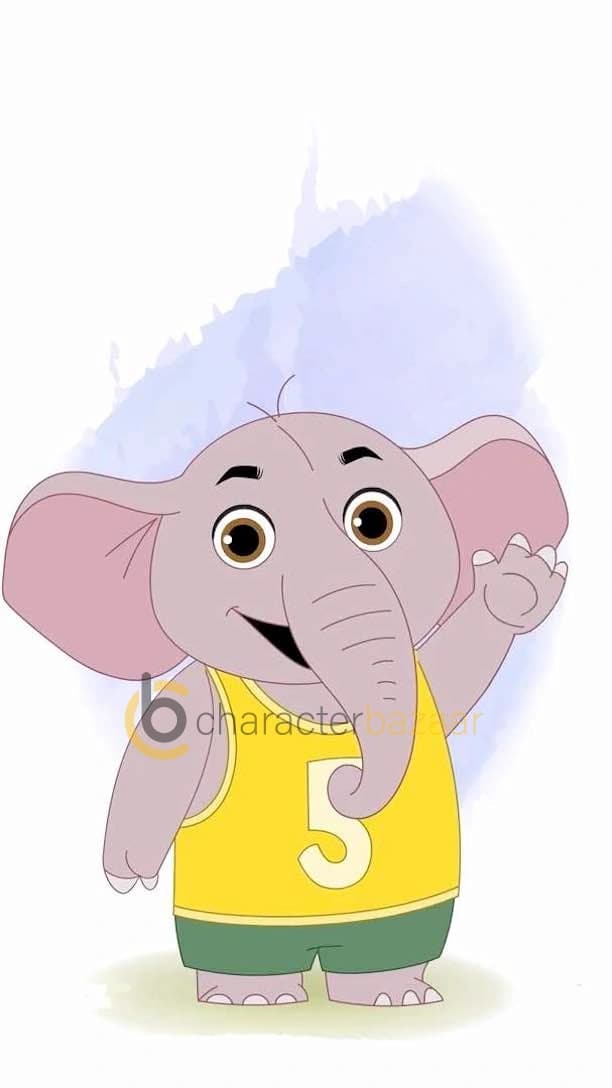A Baby elephant saying hi animated vector cartoon character AKA Bunty The Elephant