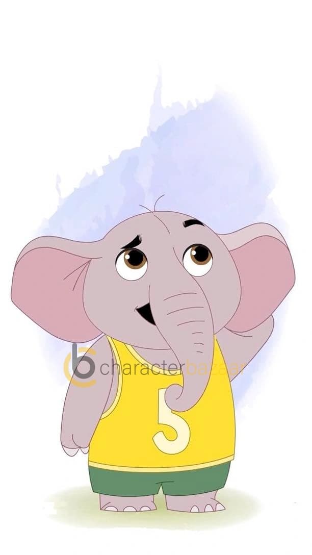 A Baby elephant confused animated vector cartoon character AKA Bunty The Elephant
