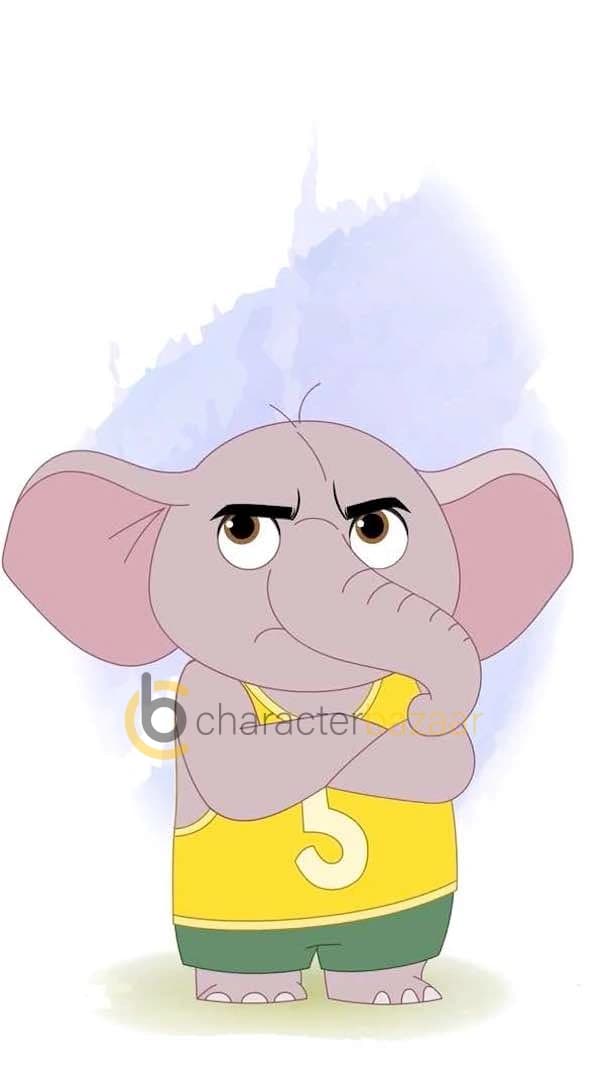 A Baby annoyed elephant animated vector cartoon character AKA Bunty The Elephant