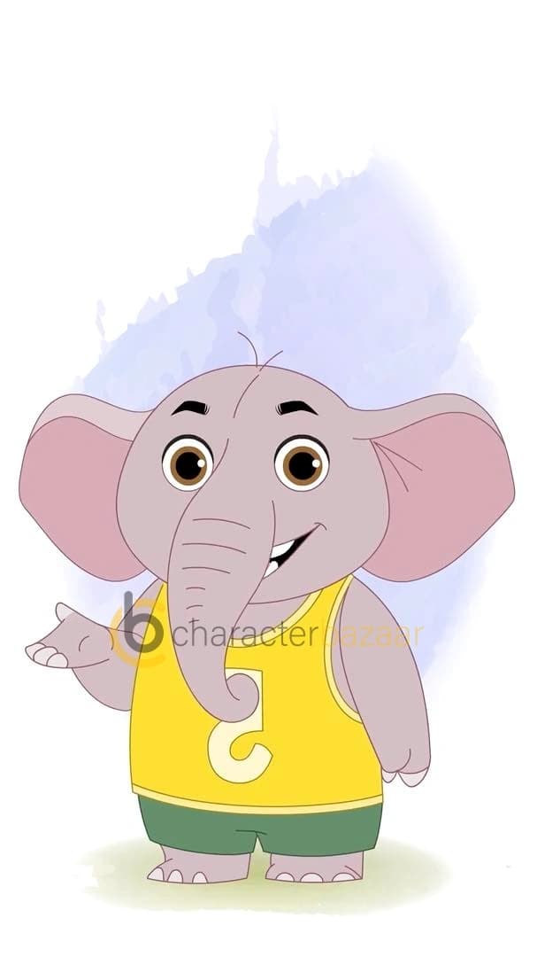 A Baby elephant talking animated vector cartoon character AKA Bunty The Elephant