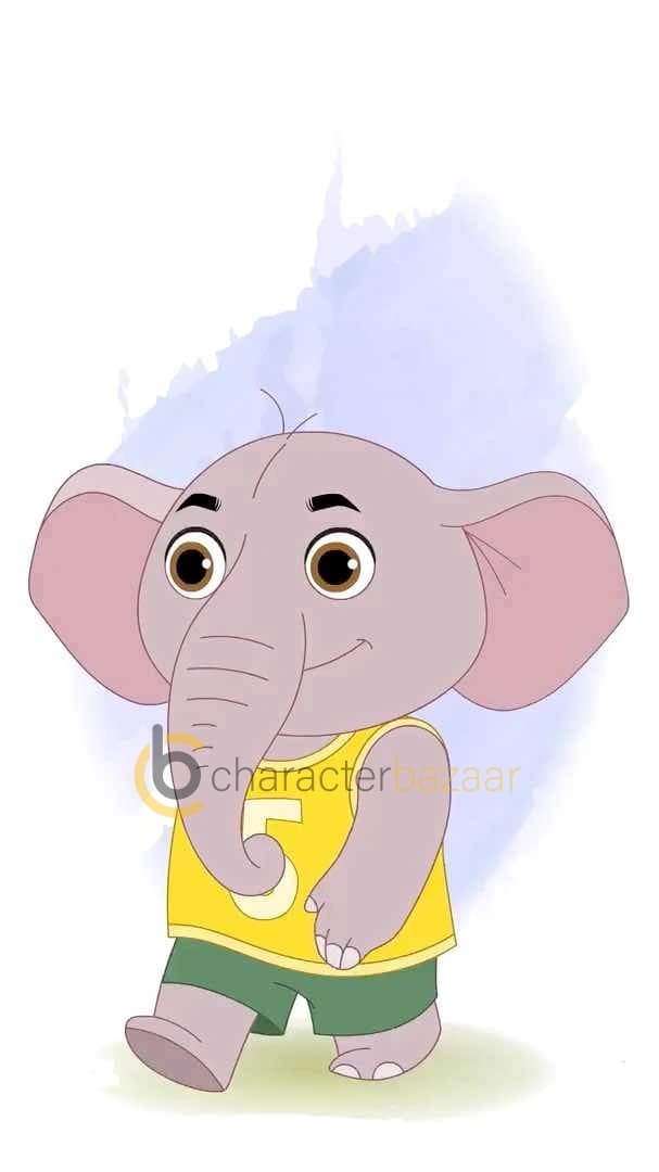 A Baby elephant walking animated vector cartoon character AKA Bunty The Elephant