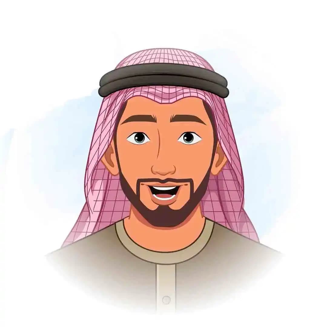 A middle eastern arab sheikh animated face expression vector cartoon character AKA Rehmaan