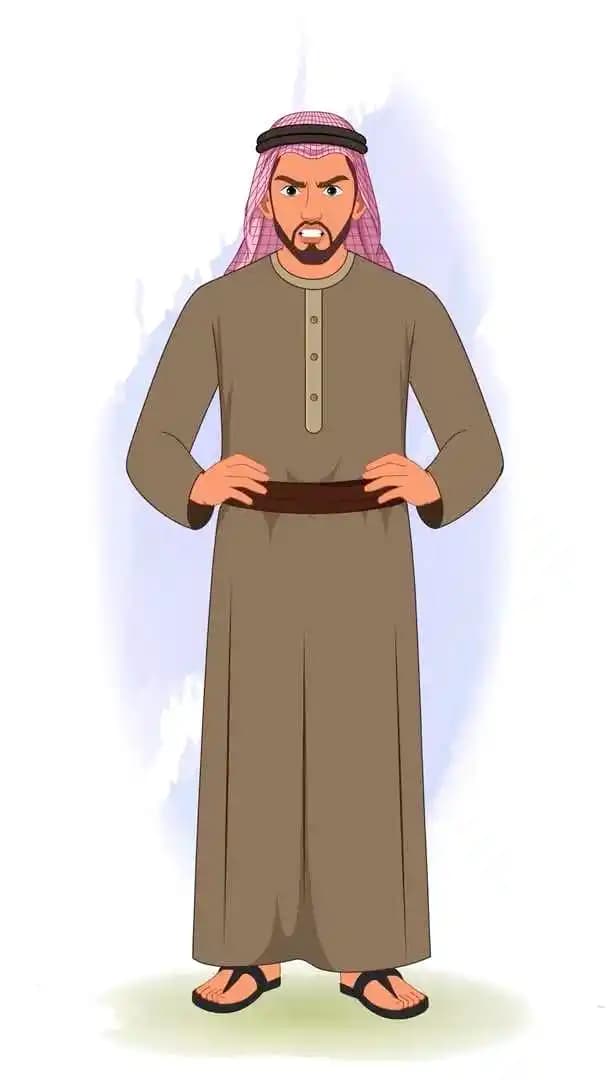 A middle eastern arab sheikh animated angry pose vector cartoon character AKA Rehmaan