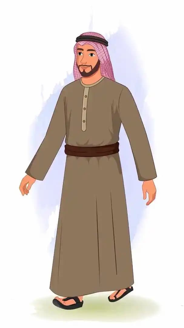 A middle eastern arab sheikh animated walk cycle vector cartoon character AKA Rehmaan