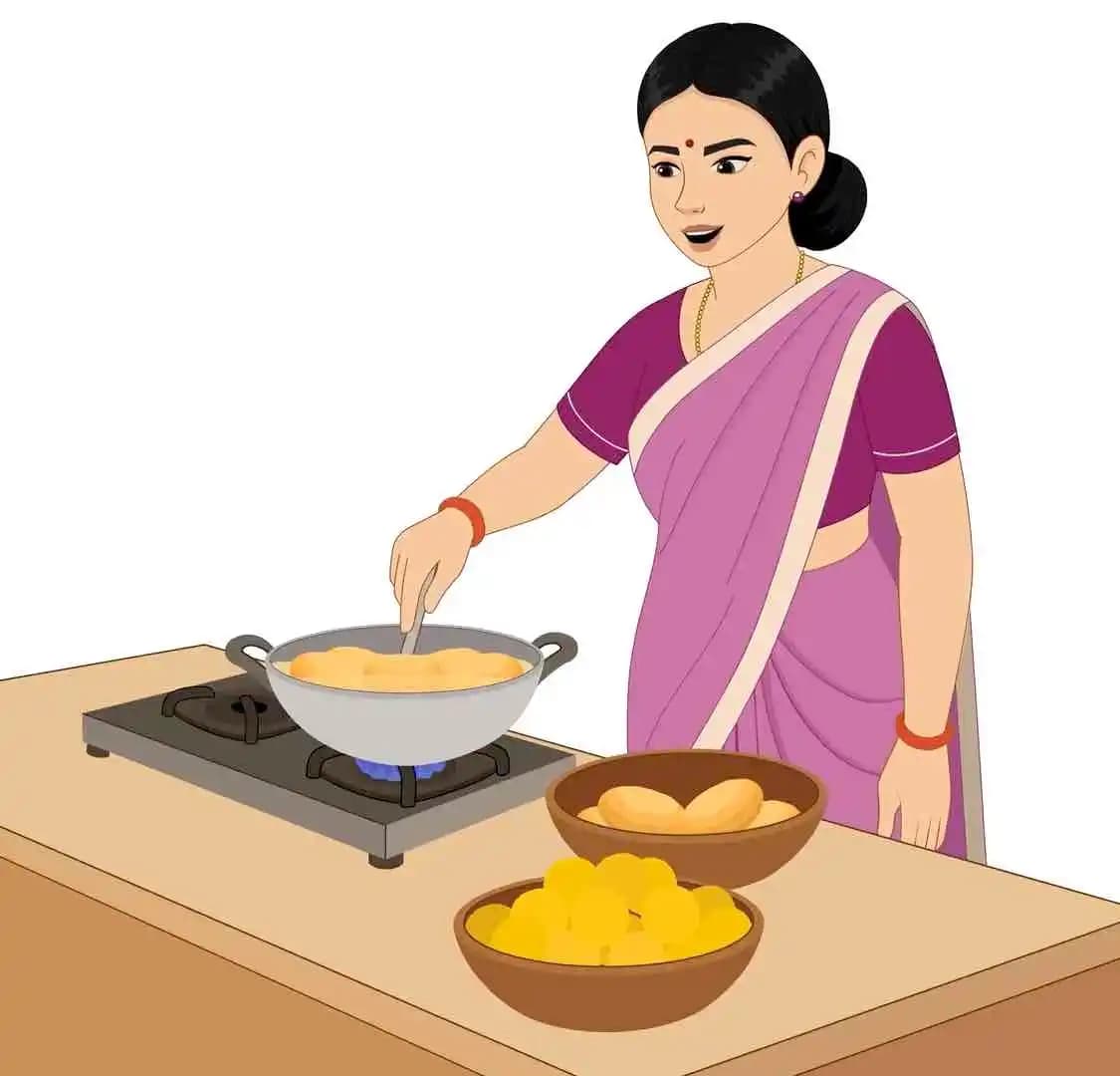Indian woman cooking animated vector cartoon character