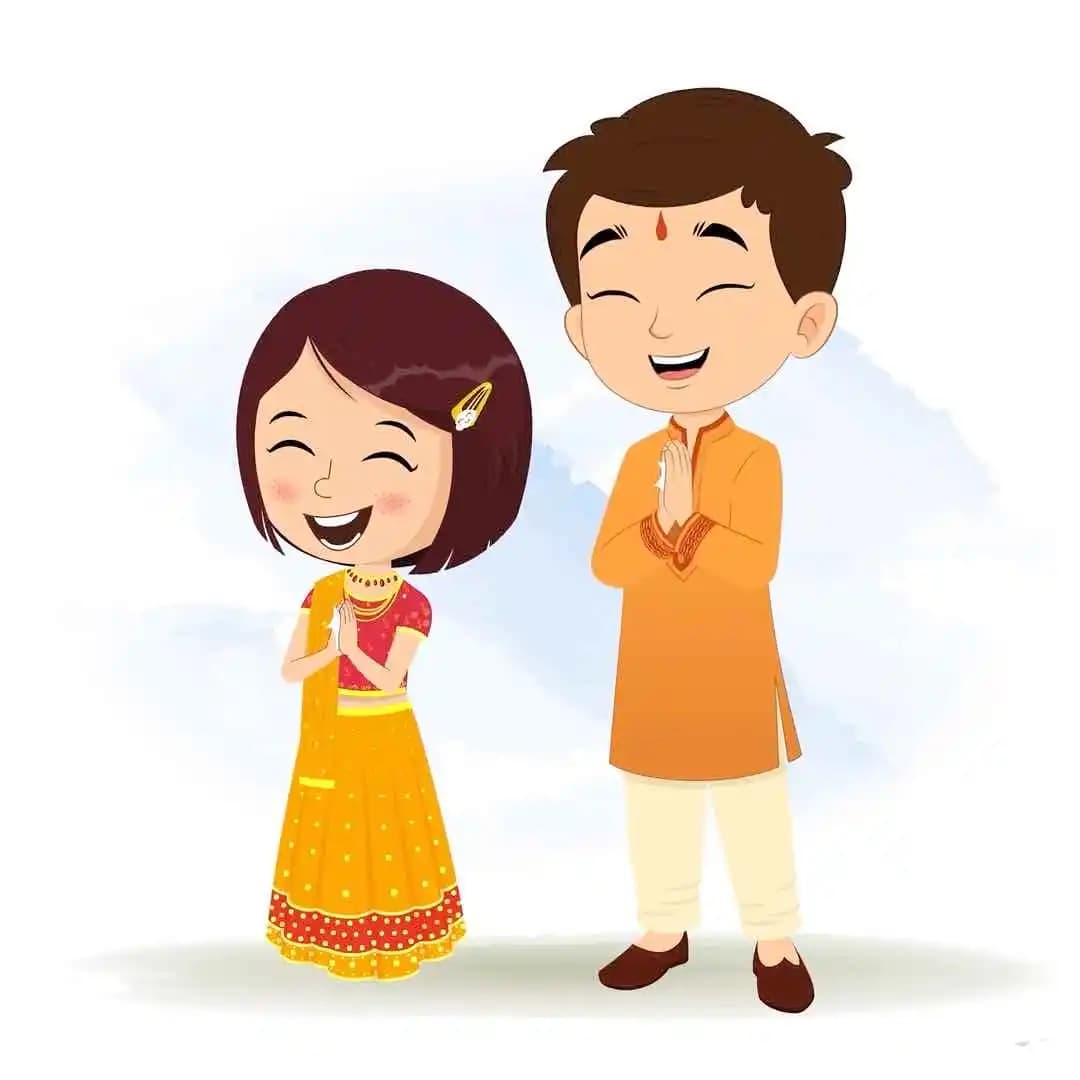 Little kids clapping and celebrating diwali animated vector cartoon character