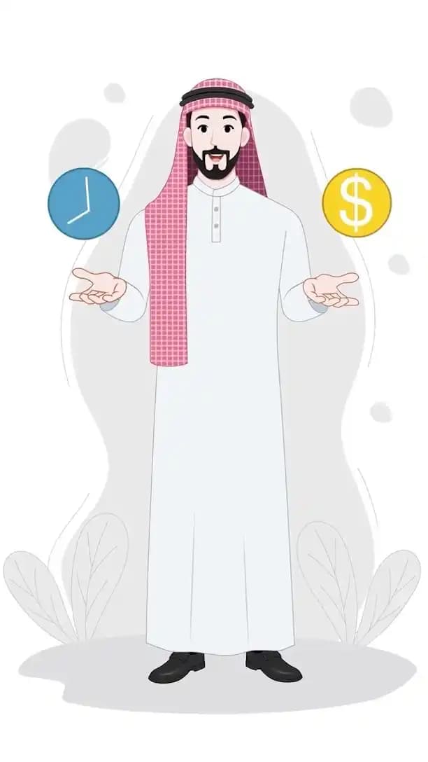 An Arab man animated talking pose vector cartoon character AKA Malik