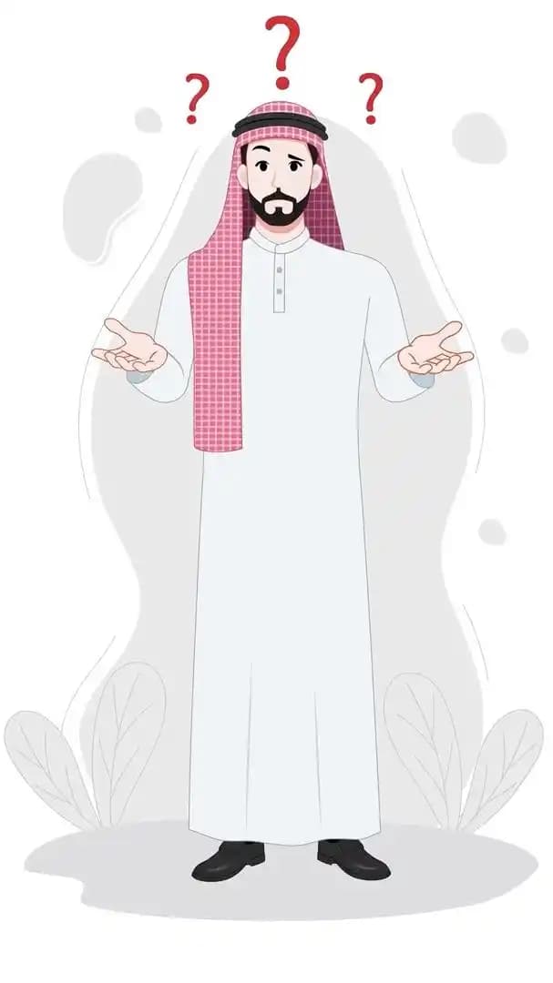 An Arab man animated confused pose vector cartoon character AKA Malik