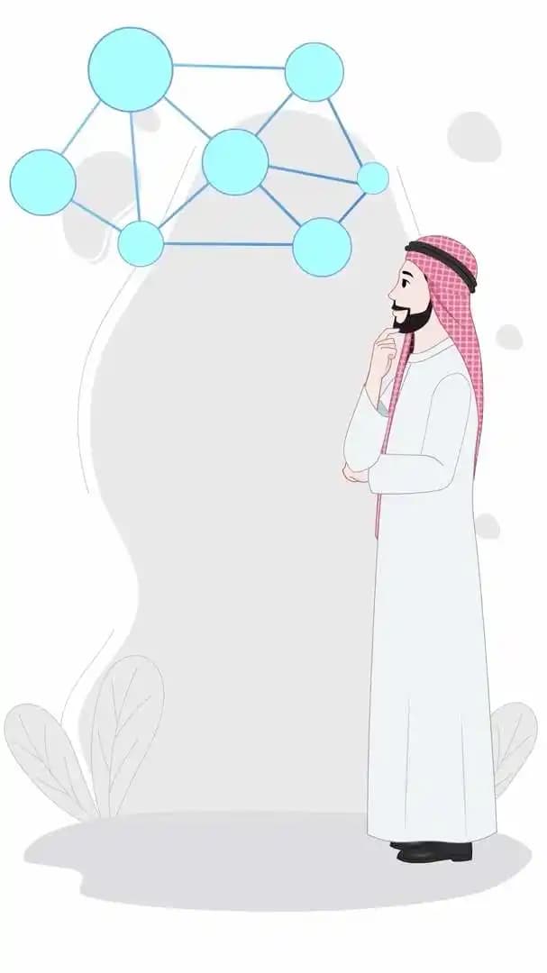 An Arab man animated thinking pose vector cartoon character AKA Malik
