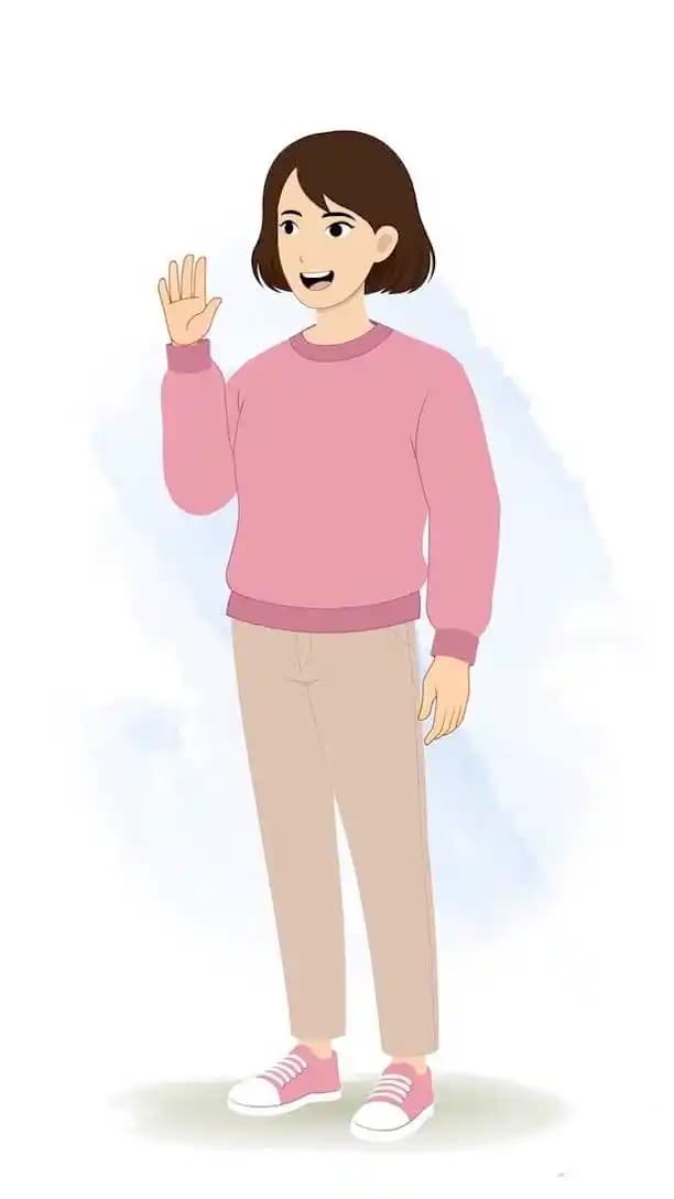 A cheerful female character saying hello animated cartoon vector AKA Sonam
