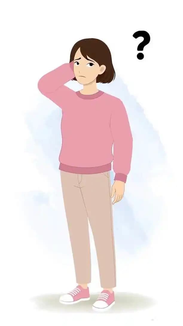 A cheerful female character confused animated pose cartoon vector AKA Sonam